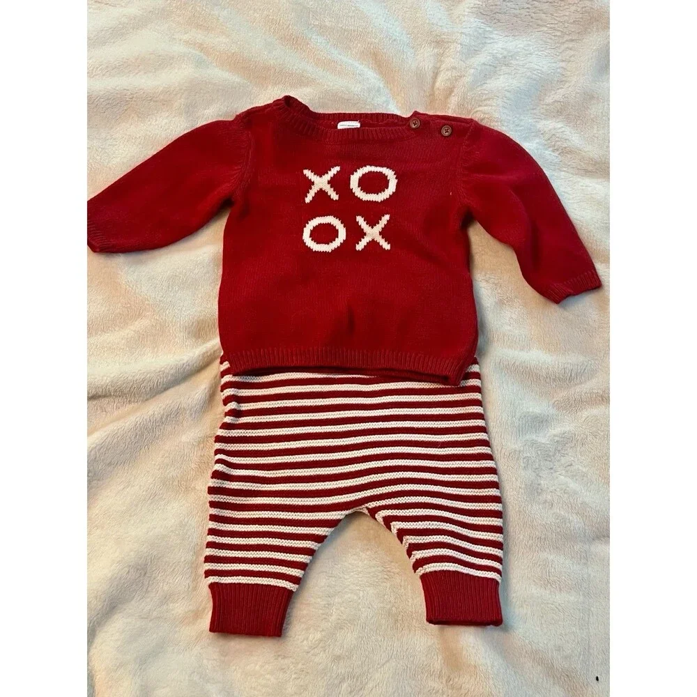 Carters Just One Red Sweater Outfit XOXO